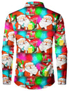 Men's Santa Claus And Beer Disco Cool Christmas Themed Party Long Sleeve Shirt
