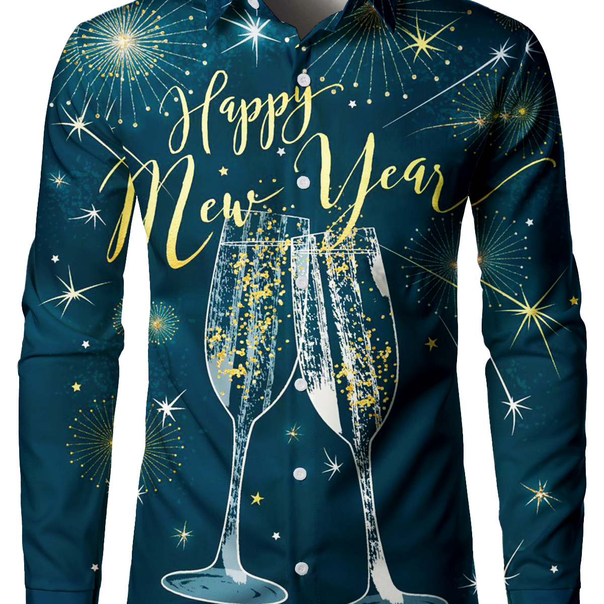 Men's Christmas Cocktails New Year Eve Long Sleeve Shirt
