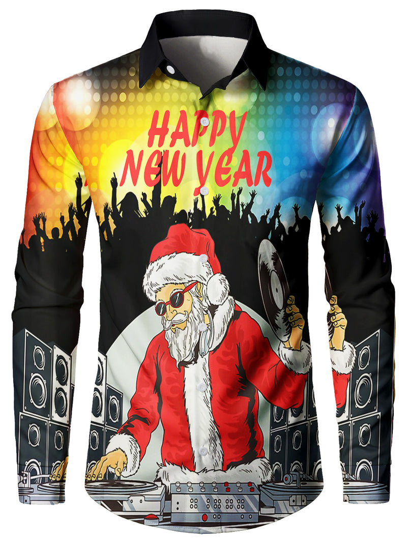 Men's Funny New Year Music Party Long Sleeve Shirt