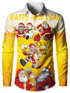 Men's Christmas Santa Claus Beer Print And Happy New Year Shirt