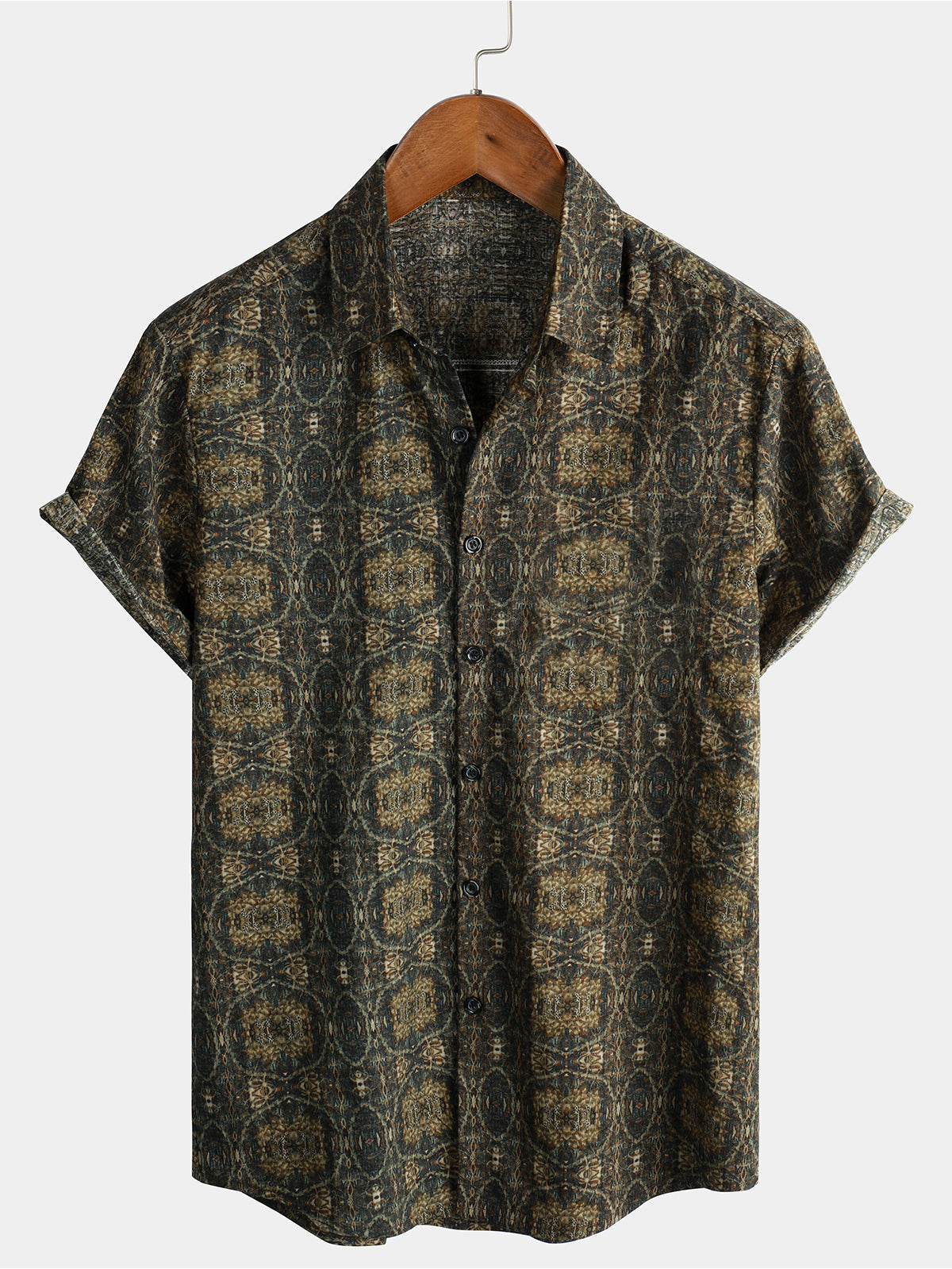 Men's Cotton Vintage Short Sleeve 70s Retro Summer Button Up Shirt – Atlanl