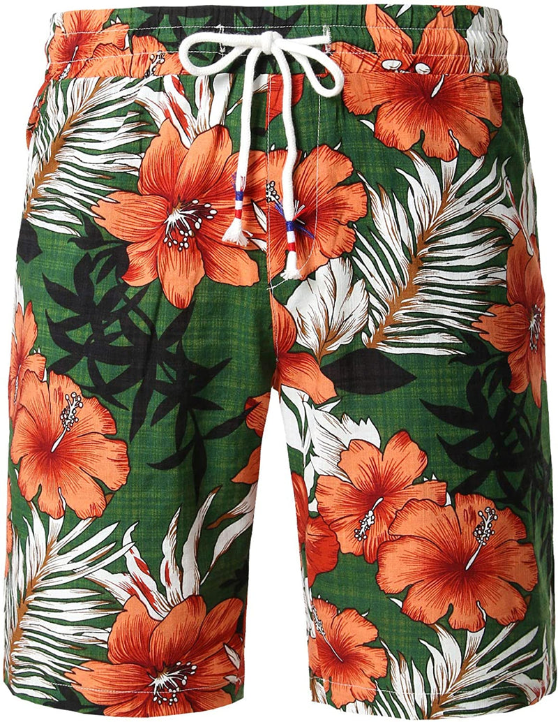 Men's Flower Tropical Floral Hawaiian Matching Shirt and Shorts Set