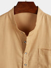 Men's Stand Collar Casual Solid Color Short Sleeve Shirt