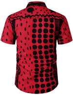 Men's Red Boho Button Up Short Sleeve Matching Shirt and Shorts Set