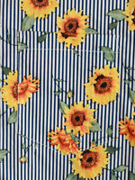 Men's Striped & Floral Sunflower Print Short Sleeve Hawaiian Shirt