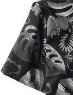 Men's Black Striped & Floral Print Short Sleeve Casual Hawaiian Vacation Beach Shirt