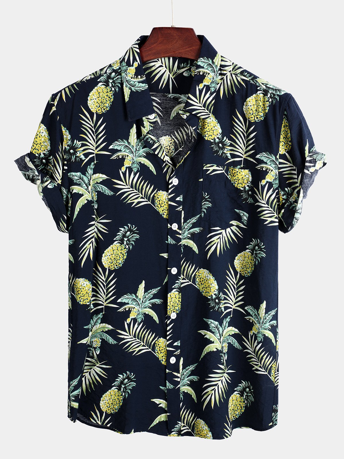 Men's Tropical Fruit Pineapple Holiday Cotton Shirt