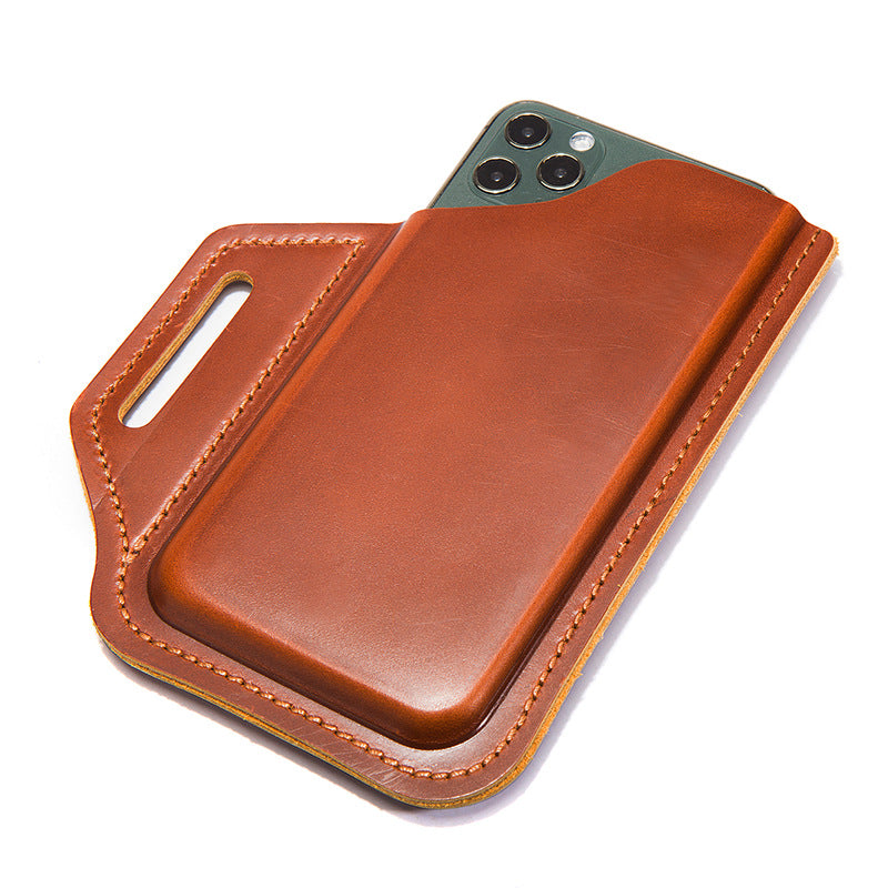 Men’s Leather 7 Inch Phone Holder Case Waist Belt Bag