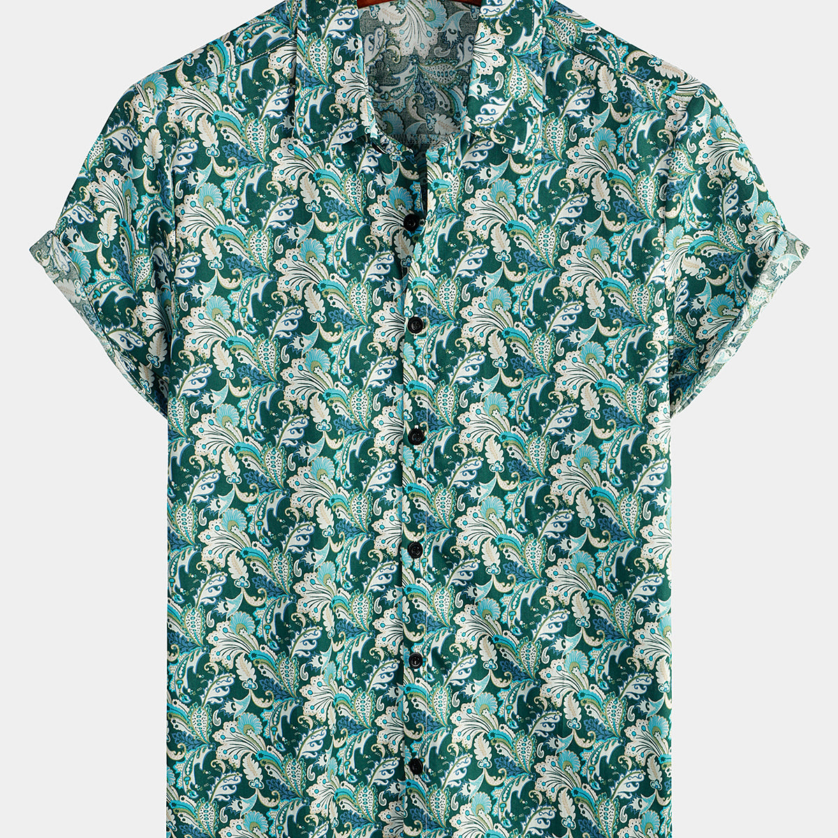 Men's Floral Cotton Tropical Hawaiian Short Sleeve Shirt