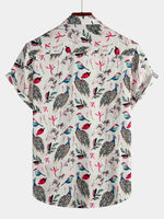 Men's Animal Floral Cotton Tropical Hawaiian Short Sleeve Shirt