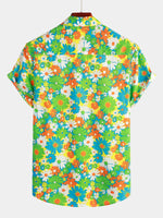 Men's Green Floral Cotton Tropical Hawaiian Shirt