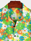 Men's Green Floral Cotton Tropical Hawaiian Shirt