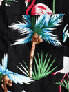 Men's Black Flamingo Print Cotton Hawaiian Short Sleeve Shirt