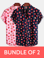 Bundle Of 2 | Men's Strawberry Print Hawaiian Shirts
