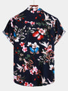 Men's Floral Breathable Cotton Pocket Short Sleeve Shirt