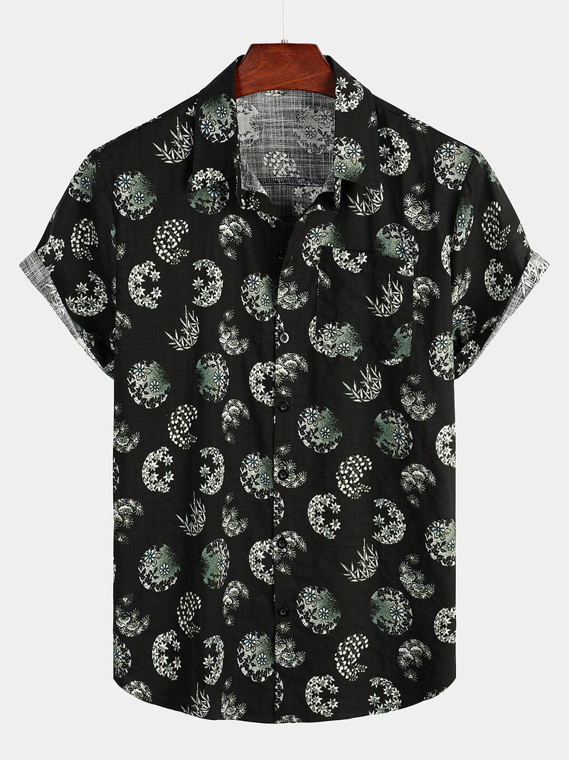 Men's Print Cotton Pocket Tropical Hawaiian Shirt