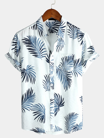 Men's Floral Holiday Cotton Summer Palm Tree Hawaiian Shirt – Atlanl