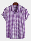 Men's Solid Color Plaid Cotton Casual Pocket Shirt