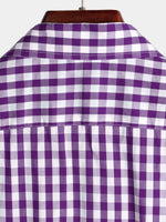 Men's Solid Color Plaid Cotton Casual Pocket Shirt