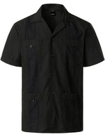 Men's Short Sleeve Button Down Cuban Guayabera Shirts Casual Suits