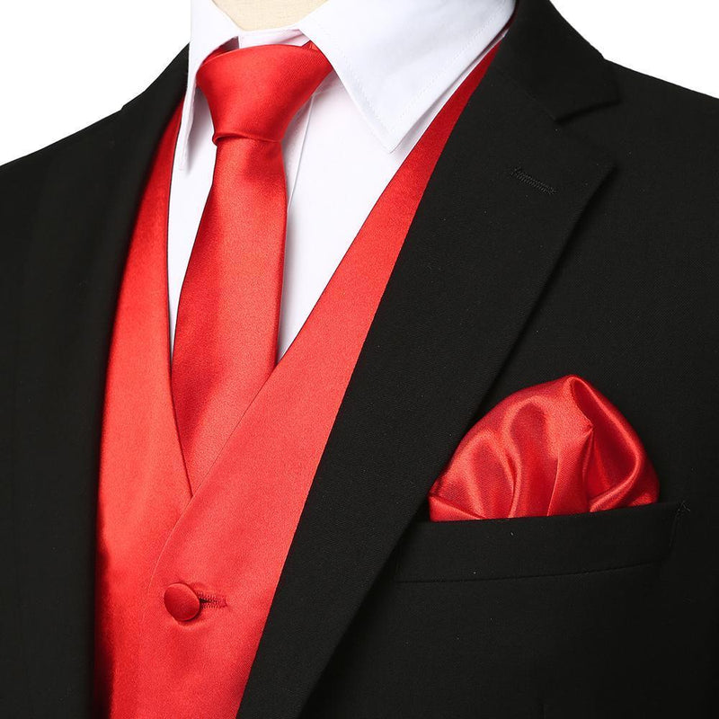 Men's 4pc Tuxedo Vest Suit Vest Paisley Vest Set with Bow Tie Neck Tie & Pocket Hanky