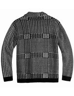 Men's Vintage Knit Black And White Plaid Fall Winter Button Cardigan Sweater